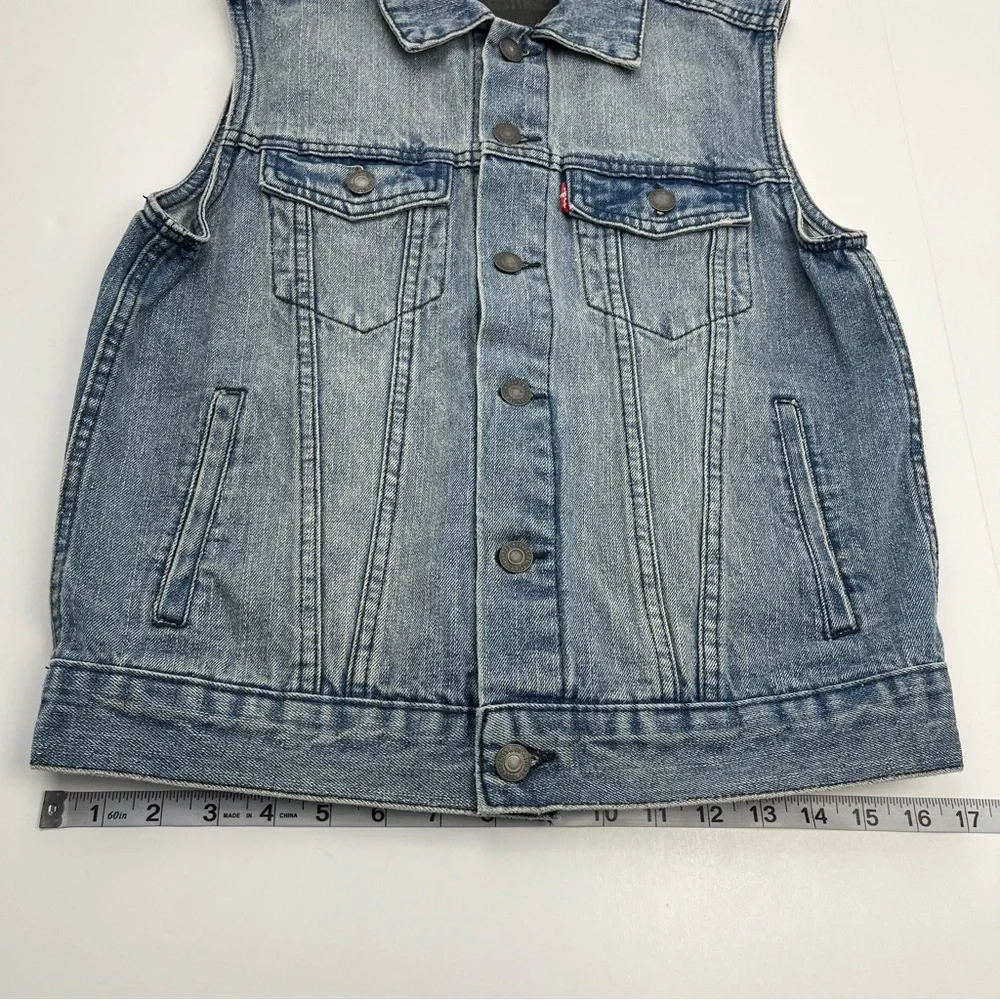 Levi’s Girls 10 - 12 Years Blue Denim Sleeveless Vest Button Streetwear‎ Western